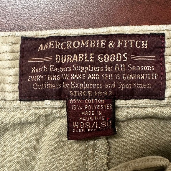 Abercrombie & Fitch Corduroy Pants Mens 38x30 Pleated Durable Goods VTG Y2K FLAW - Picture 4 of 11